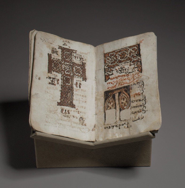 Open illustrated Coptic liturgical codex